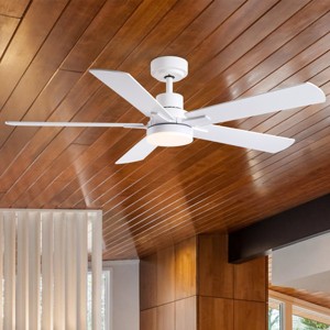 52"Wx52"D White Fan With And 5 Blades And Led Light,Indoor Ceiling Fan With Remote Control -The Pop Home - 1 of 4