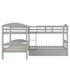 Twin over Twin L-Shaped Bunk Bed with Trundle, 5-Bed Capacity, No Box Spring Required, White/Gray/Espresso - ModernLuxe - 4 of 4