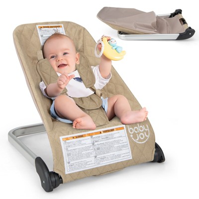 Infans Folding Infant Bouncer Portable Baby Rocker w/ Breathable Backrest Aluminum