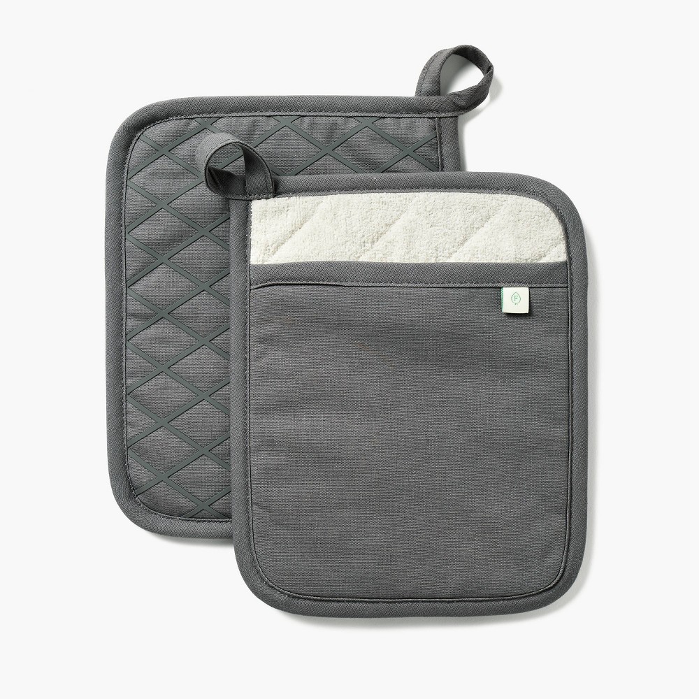 Photos - Other Accessories 2pk Potholder Dark Gray - Figmint™