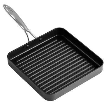 NutriChef 11’’ Hard-Anodized Nonstick Grill & Griddle - Dishwasher Safe Nonstick Grill Pan