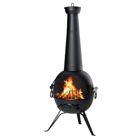 Singlyfire 55 Inch High Fire Pit Fireplace With Chiminea Cover Rust ...