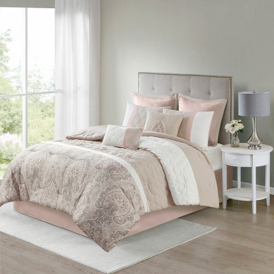 Blush Pink King Microfiber 8-Piece Bedspread Set