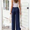 Women's Linen Wide Leg Pants with Drawstring Waist Relaxed Fit Casual Summer Trousers - 2 of 4
