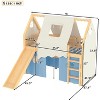 Twin/Full Size House Loft Bed with Built-in Slide & Lights, Kids Loft Bed Frame with Tent & Safety Guardrails - ModernLuxe - 4 of 4