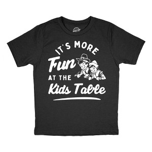 Youth Funny T Shirts Its More Fun At The Kids Table Sarcastic Thanksgiving Graphic Novelty Tee For Kids - Crazy Dog Youth T Shirt for Thanksgiving - 1 of 4