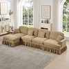 Modular L-Shaped Sectional Sofa with Flared Arms, Removable Ruffles Skirts & Movable Ottoman, Comfy Chenille Deep Seat Couch - 2 of 4