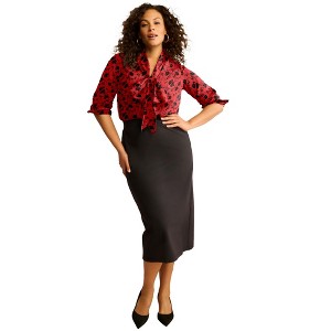 Roaman's Long Sleeve Bow Blouse - 1 of 4