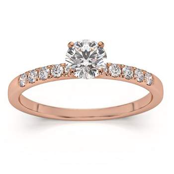 Pompeii3 1/2Ct Round Cut Diamond Engagement Ring in White Yellow or Rose Gold