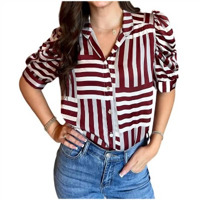Women's Adia Puff Sleeve Button Down Blouse - ADRIENNE