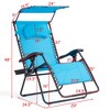 Tangkula Recling Zero Gravity Chair with Drink Tray & Sunshade, Blue - 4 of 4