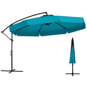Costway 10 FT Offset Hanging Umbrella  Patio Cantilever Umbrella with Cover Beige/Gray/Navy/Turquoise/Red/Brown - 1 of 4