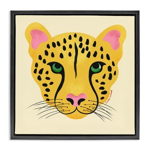 Stupell Industries Modern Wild Cheetah Face Black Framed Floater Canvas Wall Art - 1 of 4