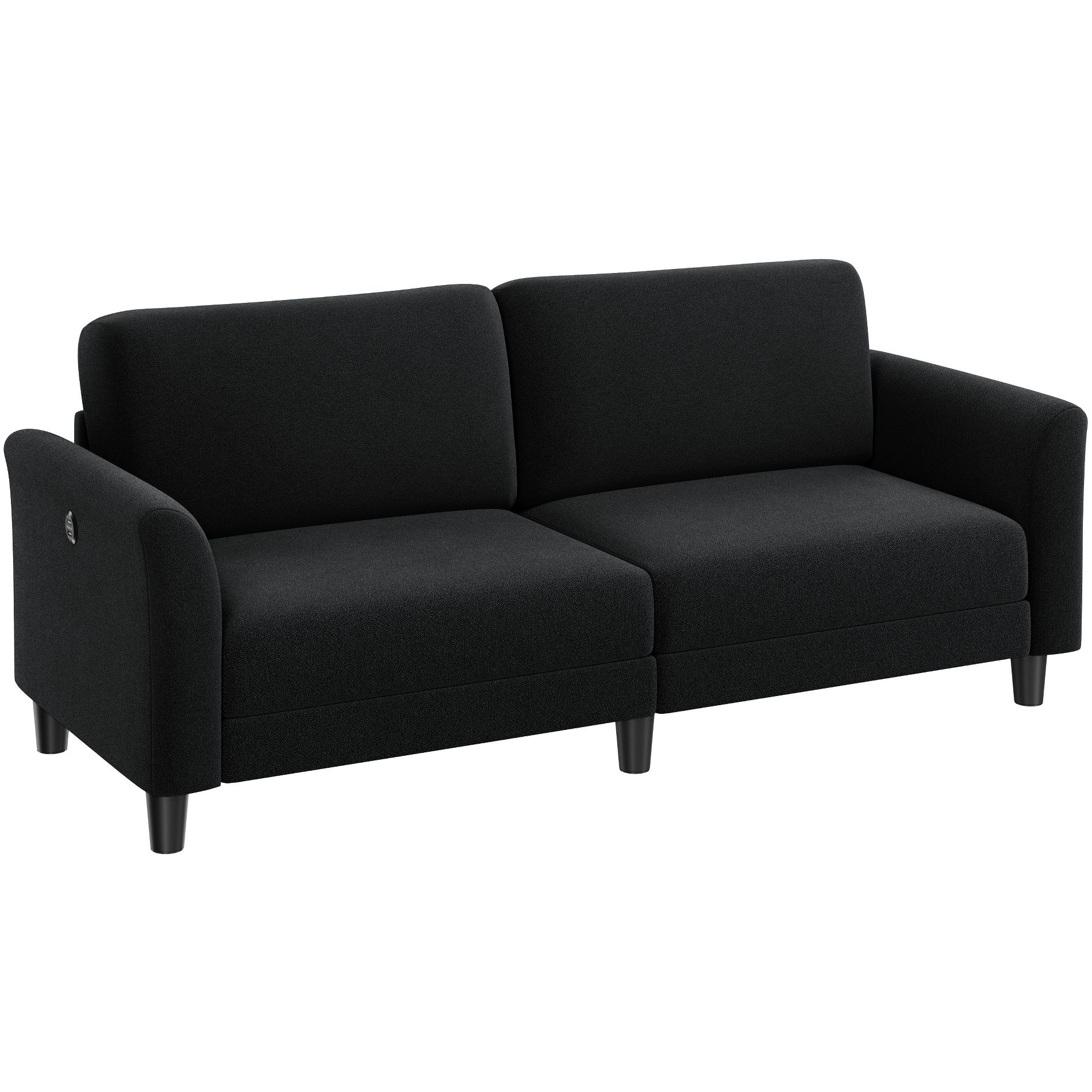 Yaheetech Modern Loveseat Sofa Couch 2-Seater Linen Fabric Upholstery Sofa Couch, Black