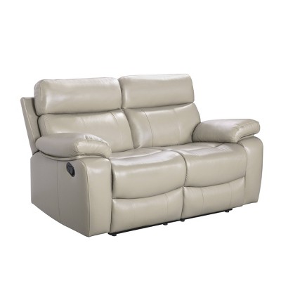 Cortez Leather Reclining Loveseat Beige - Abbyson Living