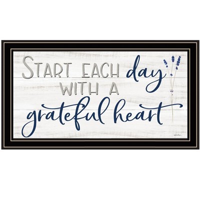 HomeRoots Grateful Heart Black Framed Print Wall Art