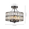 Rennnsan Lunara 12" W 4 -Light Crystal Dimmable Mid-century Drum Shaded Semi Flush Mount in Matte Black & Chrome & Brass - 3 of 4