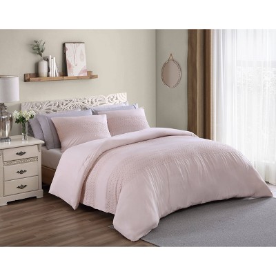 Lyla Enzyme Washed Eyelet Band Comforter Set - Geneva Home Fashion
