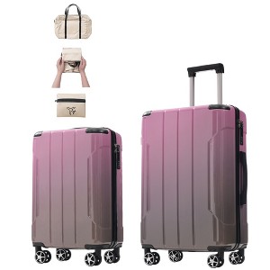 YONWAY 3 Piece Hardshell Luggage Sets, Checked Spinner PC & ABS Luggage Set, With Spinner Wheels, Built-in TSA Lock, Foldable Duffel Bag - 1 of 4