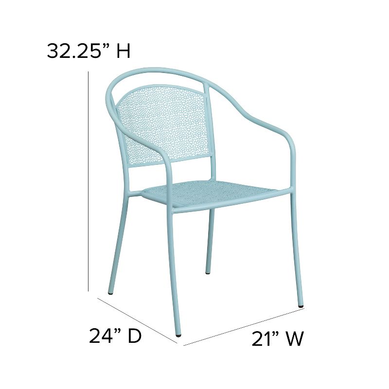 Emma and Oliver Commercial Grade Colorful Metal Patio Arm Chair with Round Back, 4 of 11