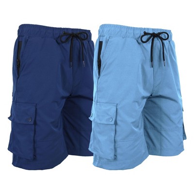 JumpStart Men's Moisture Wicking Performance Quick Dry Cargo Shorts-2 Pack