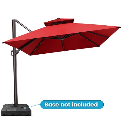Crestlive Products 13' Patio Cantilever Umbrella Offset Double Top UV30+ High-strength Aluminum Pole with 360°Rotation 5 Heights Adjustable Offset