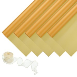 Unique Bargains Decorative Elegant Waterproof Matte Gift Wrap Paper with Ribbon 1 Set - 1 of 4
