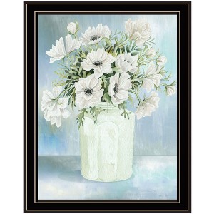 HomeRoots White Blooms Black Double Groove Framed Print Wall Art - 1 of 4