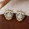 Anna-Kaci Gold Plated Leopard Cheetah Panther Head Animal Zircon 925 Sterling Silver Stud Earrings for Women - 2 of 4