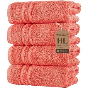 Hawmam Linen Hand Towels for Bathroom, Set of 4, 16x29 Inch, Premium Turkish Cotton, Highly Absorbent Hotel Collection, Blissful Luxury Spa Feel - 1 of 4