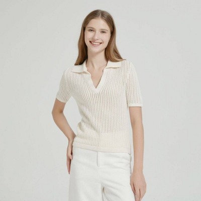 Women's Short Sleeve Johnny Collar Pullover Sweater - A New Day™