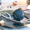 Whisen D3.9" Christmas Ball Ornaments, Glass Decorative Hanging Ball Christmas Tree Ornaments, Set of 6 - Blue - 3 of 4
