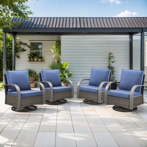 POCASSY Outdoor Swivel Glider Chairs, Patio Wicker Swivel Rocking Chairs with Powder-Coated Steel Armrest - 1 of 4