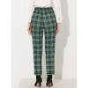 INSPIRE CHIC Women's Vintage Tartan Plaid Elastic Waist Straight Long Trousers - 4 of 4