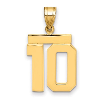 Black Bow Jewelry 14k Yellow Gold, Athletic Collection Medium Polished Number 10 Pendant