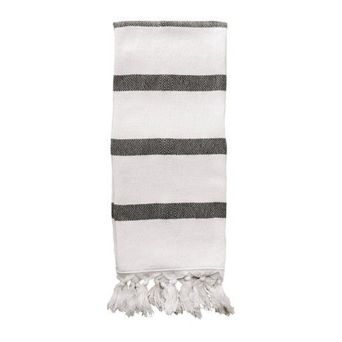 Sweet Water Decor Jordan Turkish Hand Towel Black Two Stripe - 19x35