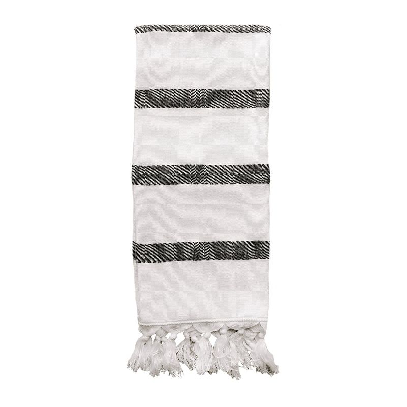 Sweet Water Decor Single Black Stripe Turkish Hand Towel - 19x35" , 1 of 6