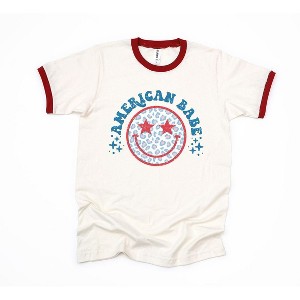 Simply Sage Market Women's Leopard  American Babe Short Sleeve Ringer Tee - 1 of 3