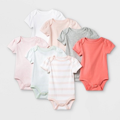 Baby Girls' 7pk Basics Bodysuits - Cloud Island™ Brown 6-9M