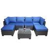 Janey 7-Piece PE Rattan Patio Conversation Set, Patio Sectional Sofa Set with Coffee Table, Outdoor Furniture - Maison Boucle - 2 of 4