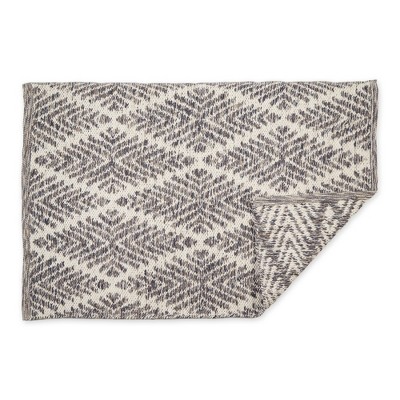 Gray Diamond Flat Woven Cotton Reversible Rug 2x3-ft