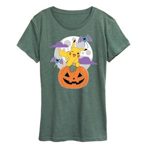 Women's - Pokémon - Pikachu Pumpkin With Moon Short Sleeve Graphic T-Shirt - 1 of 4