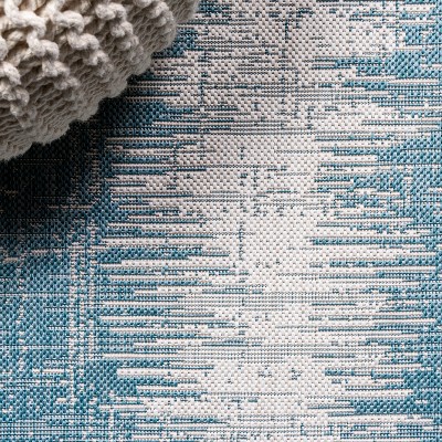 Scandi Minimalist Ivory & Aqua Indoor/Outdoor Flatweave Rug