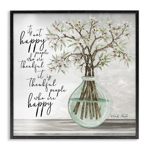 Stupell Industries Thankful People Who Are Happy Flowers and Vase Illustration Black Framed Giclee Art - 1 of 4