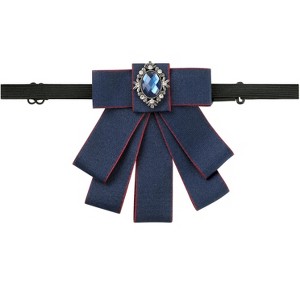 INSPIRE CHIC Women's Rhinestone Ribbon Pre-tied Bowknot Ties Brooch - 1 of 4