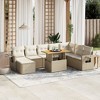 vidaXL 9 Piece Patio Sofa Set with Cushions Beige Poly Rattan - Beige and Cream Without Storage - 2 of 4