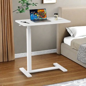 Unikito Overbed Bedside Table with Wheels, Mobile Standing Desk, Portable Rolling Bed Table for Laptop Computer Writing, White, 27.5*15.7*43.3 - 1 of 4