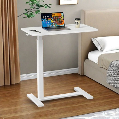 Unikito Overbed Bedside Table with Wheels, Mobile Standing Desk, Portable Rolling Bed Table for Laptop Computer Writing, White, 29.5"*5.9"*17.7" - image 1 of 4