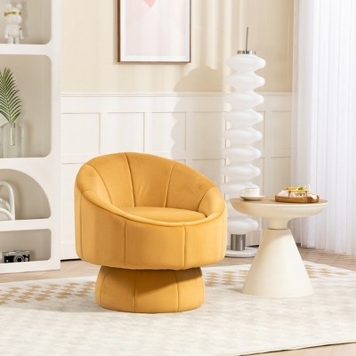 Mid Century Modern Velvet Accent Chair,Living Room Swivel Chair with Cushion and Wood Frame,Upholstered Armchair for Bedroom-Koiai