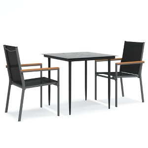 vidaXL Patio Dining Set Patio Table and Chair Set Black Textilene and Steel - 31.5" Table Length 2 Items - 1 of 4